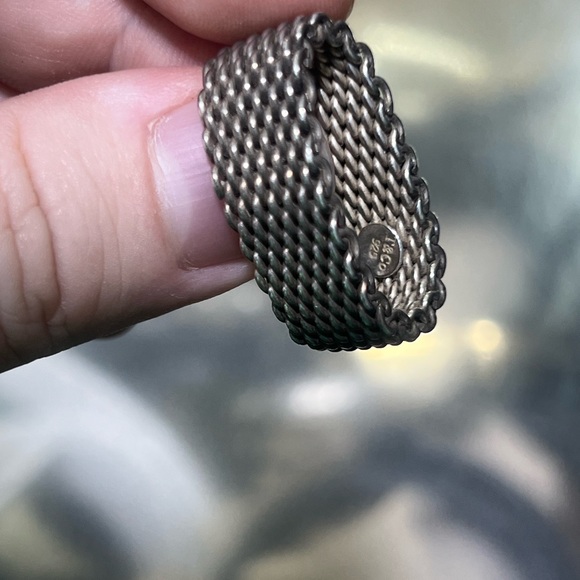Tiffany and Co Sterling Silver Mesh Ring Size 8 - Picture 3 of 4